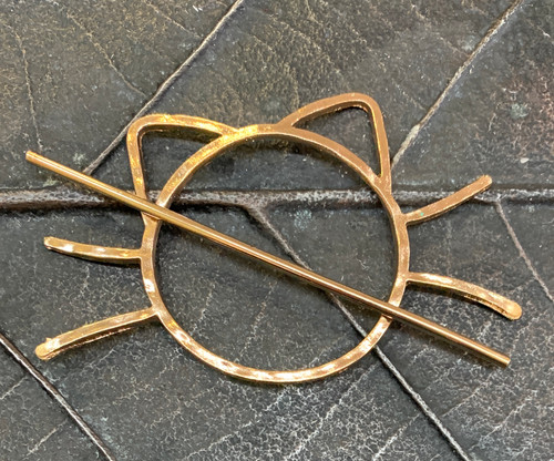 Cat Pin/ Bun Holder hair slide- Gold