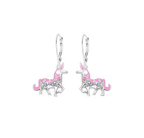 Chanteur Pink Unicorn with Multi Crystals Leverback Earring
