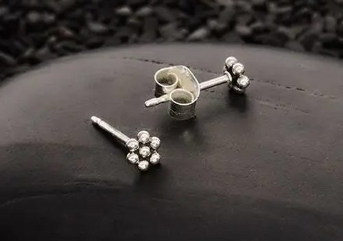Sterling Silver Granulated Flower Post Earrings 4x4mm
