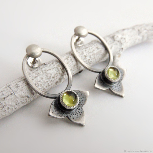 Vintage Olive Green Zircon Petal Earrings by DXM Wholesaler