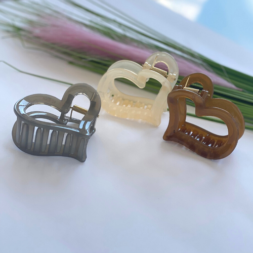 white Jay Heart Hair Claw Clip by jovee