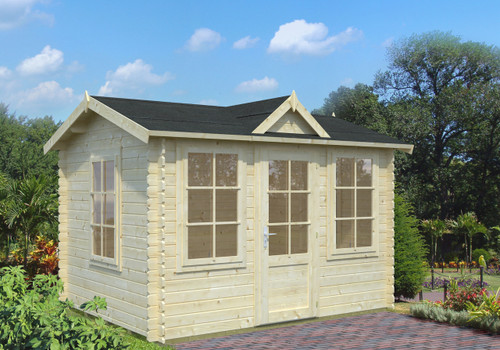 The Claudia 1 Log Cabin from Palmako is built with 28mm logs and includes a single door and 4 single windows in the design.