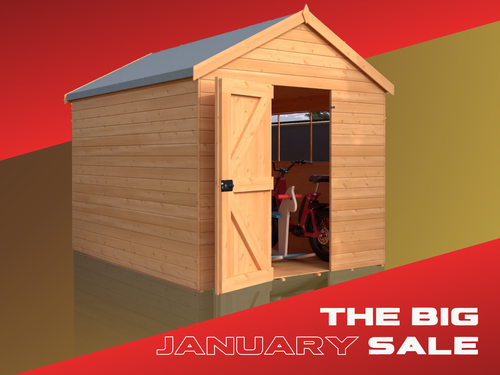The Major Apex 10ft x 8ft is included in our BIG January Sale and includes a heavily discounted Shed Price and FREE Installation