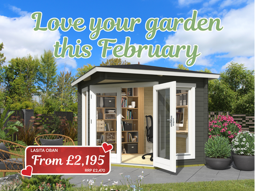 Love your garden this February with our discounted Lasita Oban 2.4m x 2.4m Corner Summerhouse