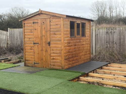 Ex display - AJ Sectional Apex Shed - 8x6 with new roofing felt, dismantle and Installation included