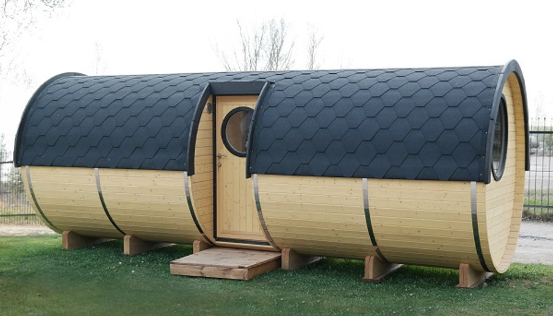 2.2 x 5.9m Sauna Barrel with Side Entrance