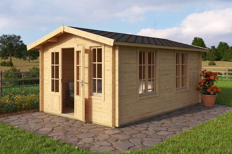 The Alexandra 44mm Log Cabin from Lasita Maja is fitted with 44mm Logs.