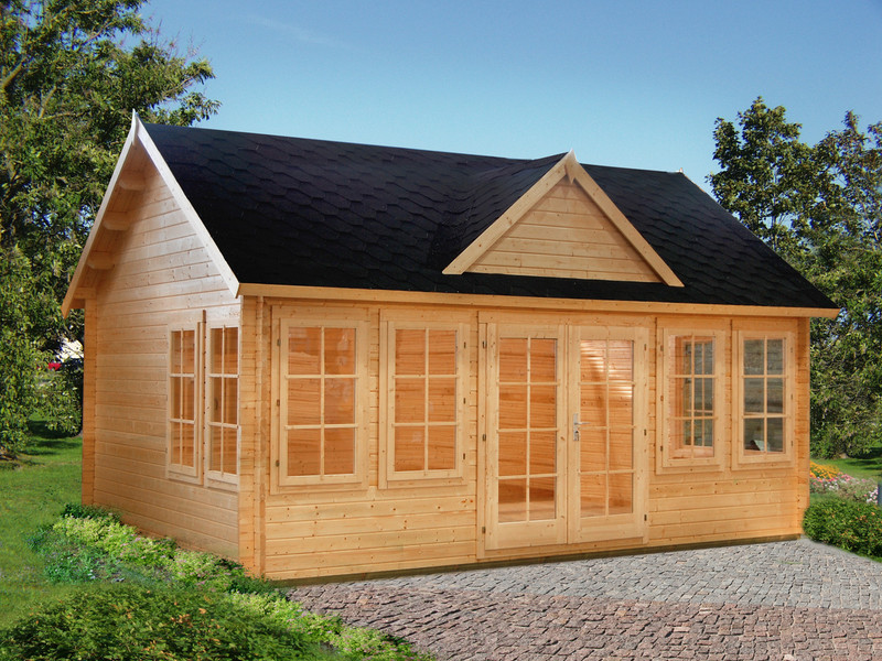 The Claudia 3 Log Cabin is a 44mm garden summerhouse perfect to be used as an office or spare room. This model has 8 single windows and fully glazed double doors to allow for plenty of light inside of the building.