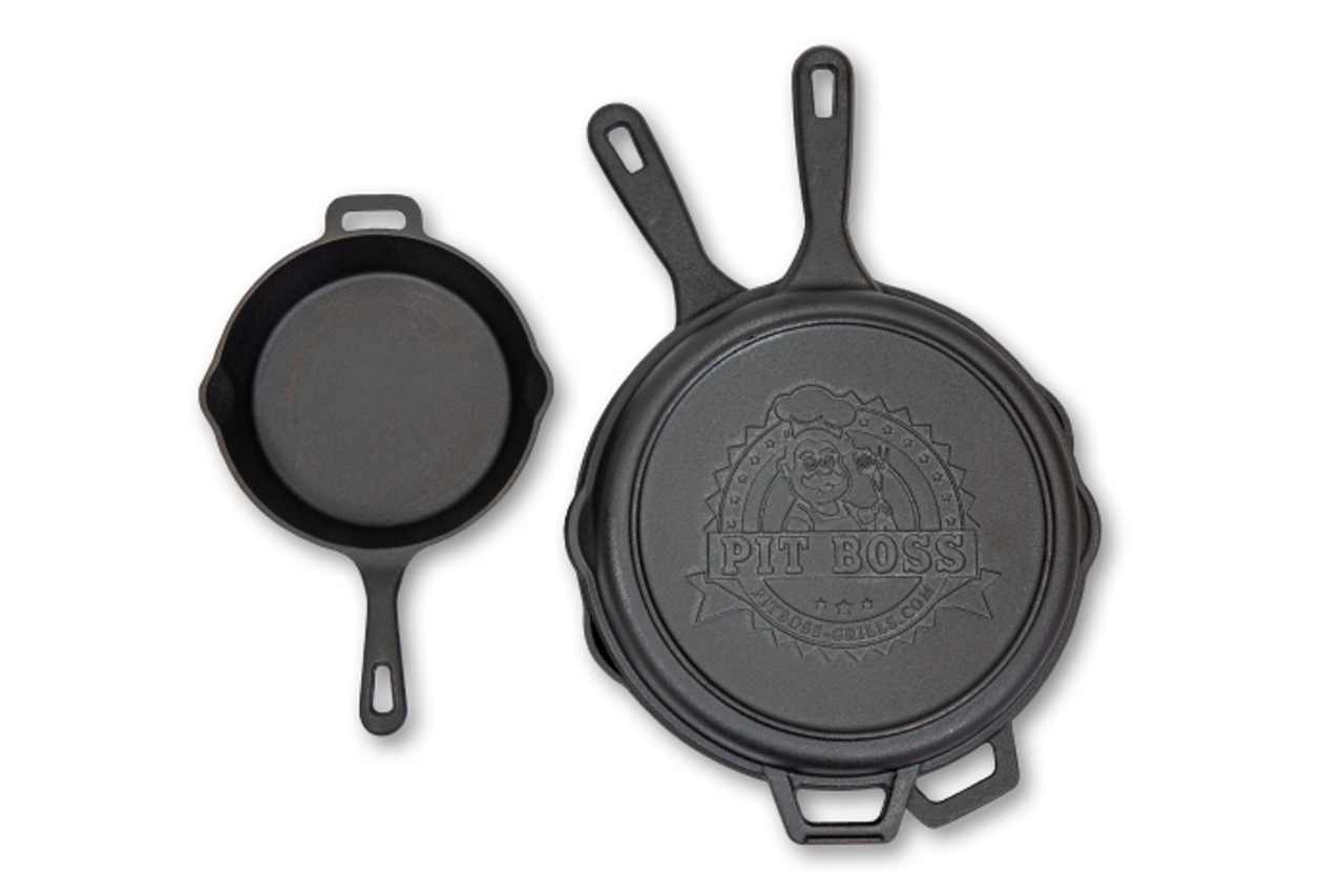 Pit Boss 14 Pre-seasoned Cast Iron Deep Skillet with Lid, 2 Piece