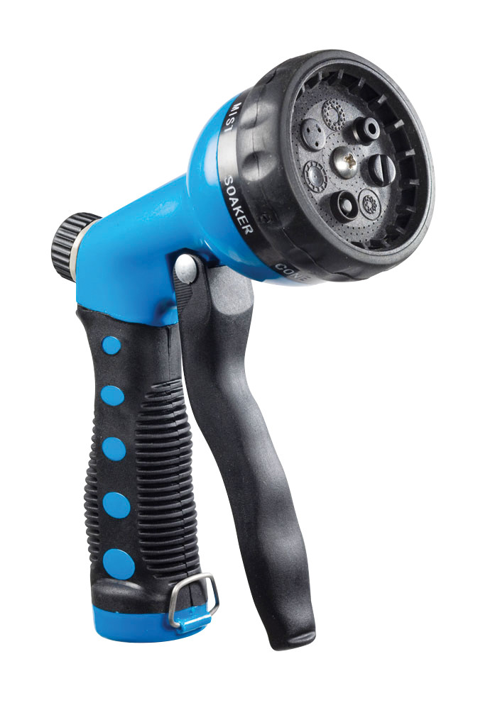 Water-Saving 7-Spray Garden Hose Nozzle, Blue