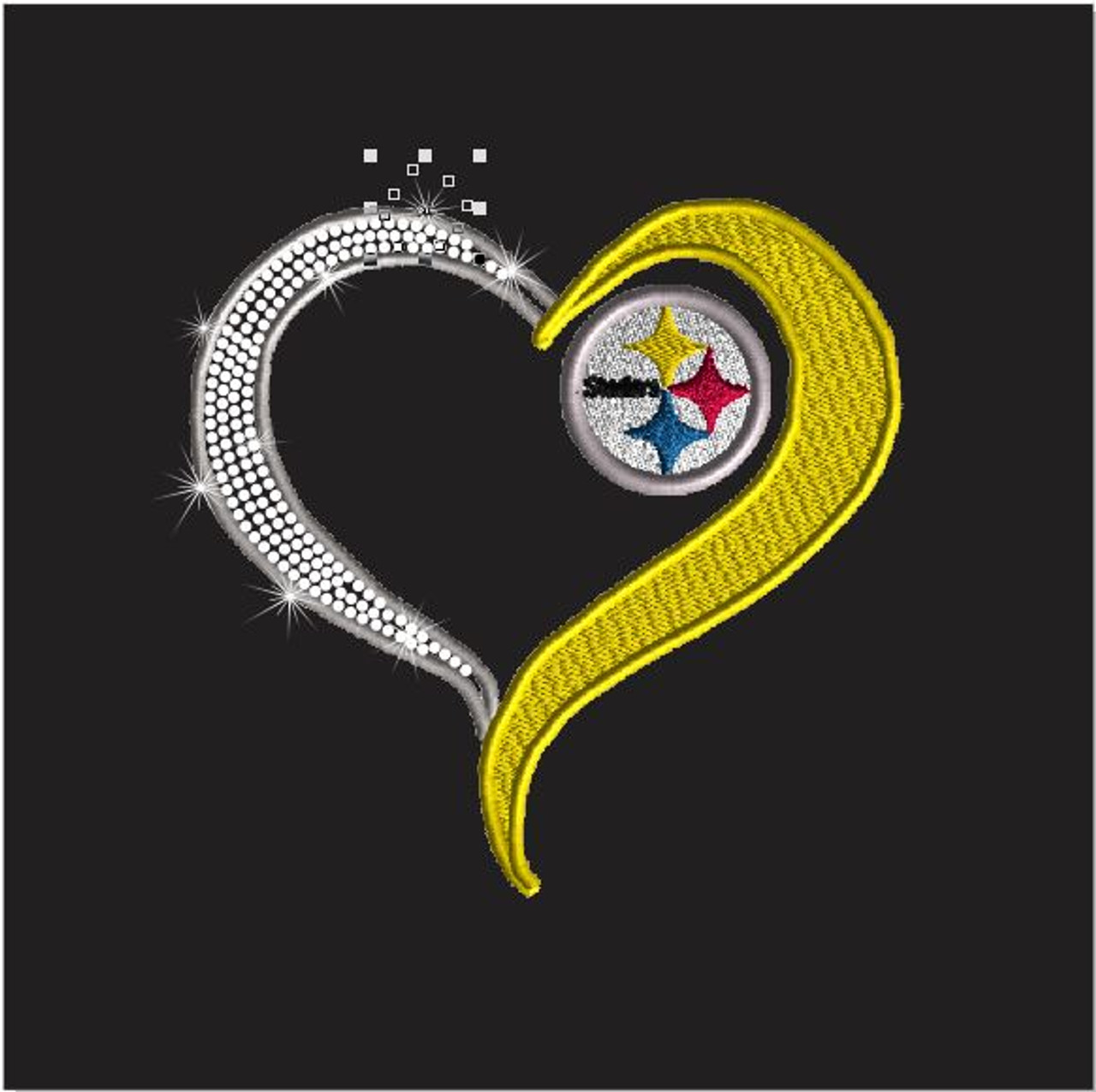 Steelers Heart Rhinestones/Embroidery - Jordan Concepts LLC