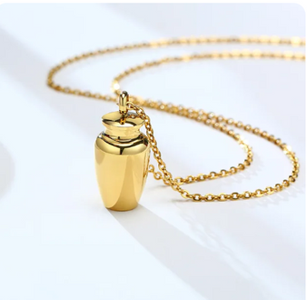 Vnox Openable Earthen Jar Columbarium Shape Pendant for Men Women,Stylish Perfume Holder Ashes Cremation Urn Punk Rock Necklace