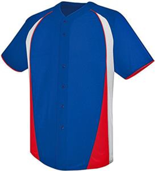 High Five Ace Full-Button Custom Baseball Jersey - Royal/Orange/White 2X