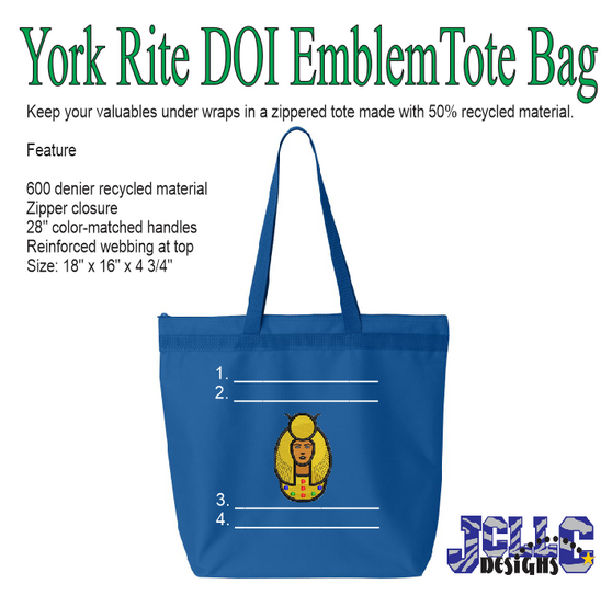 Embroidery -  York Rite DOI Emblem Custom Tote Bag