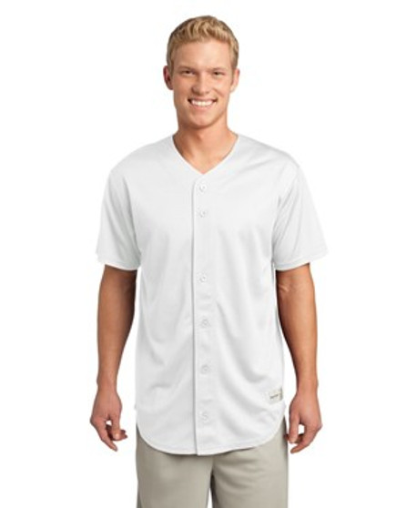 Sport-Tek ST220 PosiCharge Tough Mesh Full-Button Jersey (White M)