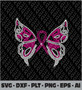 Rhinestone Template - Breast Cancer Butterfly