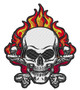 Embroidery Patch - Flaming Skull & Crossbones