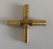 Helix Racing Brass Barb Cross  4-way 5/16'(8mm) 053-3450