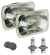 HELLA 003427811 KIT Replaces Sealed Beam Head Light; 7 X 6 Inch Rectangular; Standard Lens; H4 Bulb; Without Turn Signal; Features Improved Optics Without Increased Glare; Set of 2
