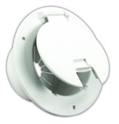 JR PRODUCTS 541-2-A HATCH - CABLE W/ BK PW 3-1/2 Inch Cutout Dimension; 5-1/8 Inch x 2-3/8 Inch; Round; With Back; Accepts Up To 30 Amp/ 50 Amp Cords; Polar White; Snap Lock Door