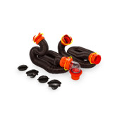 CAMCO 39741 20' RHINOFLEX SWR HOSE KI 20 Foot Length; 23 Mils Polyolefin Reinforced With Steel Wire; Black Hose; With Swivel Lug and Swivel Bayonet Fittings/ Translucent Elbow With 4-In-1 Fitting