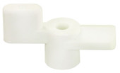 JR PRODUCTS 11825 FOLD DOWN DOOR HOLDR 1/4' Use With Camper Ceiling To Secure The Entry Door When Stored; Fold Down Style; 1/4 Inch Length; Polar White; With Mounting Screws