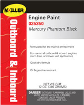 MOELLER 025350 EP MERCURY PHANTOM BLACK For Use On All Outboard And Inboard Engines/ Stern Drive And Lower Unit Applications; Mercury Phantom Black; 12 Ounce; Oil And Gasoline Resistant; For Marine Applications