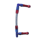 SPEEDFX 575108 -8AN RB DUAL INLET HOLLEY  ULTRA HP Used With Holley Ultra HP Dual Inlet Carburetor; -6AN x 3/8 Inch NPT Port; Anodized; Red/ Blue; Stainless Steel Braided Hose