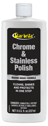 STAR BRITE 082708 CHROME & STAINLESS POLISH 8 OZ. Used To Clean And Shine Chrome And Stainless Steel Marine Surface And Protect Against Pitting/ Discoloration/ Staining/ Rusting; 8 Ounce Bottle; Single; With US Label