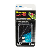BUSSMANN BP/ATC-15ID 2PK BP/ATC15 EASY ID FUSE Blue Blade; ATC; 15 Amp; Pack Of 2; With Blister Packaging