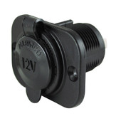 MARINCO 12VRCRV 12V RECEPTACLE For 12 Volt Power; 15 Amp; With Locking Ring For Rear Install; Without Mounting Plate For Front Install; One 12 Volt DC Input Port; Black; With Watertight Sealing Cap
