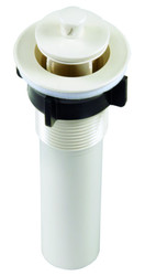 JR PRODUCTS 95235 STRNR W/POP-UP STOPPER 1-1/4 Inch Diameter Opening x 5 Inch Length; Fits Any Sink Opening 1-3/8 Inch To 1-3/4 Inch; Parchment; With Pop-Up Stopper/ Foam Gasket/ Locknut
