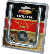 C.E. SMITH 15253A ZINC U-BOLT 4 Inch Inside Length; 3-1/8 Inch Inside Width; 7/16 Inch-14 Thread Size; Square; With Nut And Washer; Zinc Plated