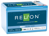 RELION RB12 12.8V 12AH F2 TERMINAL LIFEPO4 Lithium; 12.8 Volt; 12 AH Capacity; F2 Flat Blade Top Terminals; 5.9 Inch Length; 3.9 Inch Width; 4 Inch Height; Deep Cycle Battery; ABS Case Material; IP66 Enclosure Protection; UN38.3 And CE Certified RELION RB12 12.8V 12AH F2 TERMINAL LIFEPO4 Lithium; 12.8 Volt; 12 AH Capacity; F2 Flat Blade Top Terminals; 5.9 Inch Length; 3.9 Inch Width; 4 Inch Height; Deep Cycle Battery; ABS Case Material; IP66 Enclosure Protection; UN38.3 And CE Certified