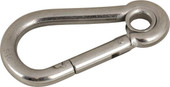 SEA DOG 151585-1 STAINLESS SNAP HOOK W/EYE 3-1/ Interlocking/ Spring Loaded Gate; Gourd Shaped; 3/8 Inch Eye Diameter; 3/8 Inch Opening; 3-1/8 Inch Length; 316 Stainless Steel; 1400 Pound Capacity; With Eye Insert