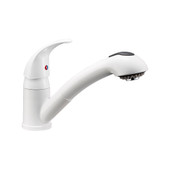 DURA FAUCET DF-NMK852-WT RV KITCHEN FAUCET WHITE Used For Kitchen; Single Piece Deck Mount; Pull-Out Spout; Single Lever Handle; White; 1 Hole Application; With Optional Deck Plate