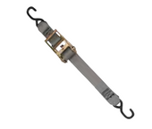 IMMI F13758 RATCHET STRAP WITH S-HOOKS  2' X 15 Cargo; 15 Foot Length x 2 Inch Width; With Ratchet; 833 Pound Load Capacity; 2500 Pound Break Strength; Vinyl Coated Steel Hook On Both Ends; Gray; Polypropylene Webbing; Single
