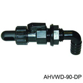 T-H MARINE AHVWD-90-DP 3/4'90 DEGREE ADJ AERATOR HEAD 3/4 Inch Barb Size; With Shut Off Valve; Black; Single