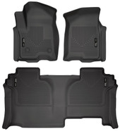 HUSKYLINER 94031 WB FRONT/2ND SEAT LINERS 19 SILV/SI Molded Fit; Smooth Arcing Ribs/ Raised Heel Pad; Black; TPO (Thermoplastic Olefin); 3 Piece