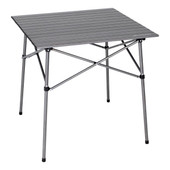 LIPPERT COMP 2021000209 HD HYBRID CAMP TABLE 27-1/2 Inch Length x 27-1/2 Inch Width x 27-1/2 Inch Depth; 80 Pound Weight Capacity; Folding; Dark Gray; Powder Coated Aluminum Slatted Top With Steel Extendable Legs; Rust Resistant; With Carry Bag