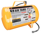 PERFORM TOOL W10005 AIR TANK 5 Gallon; Yellow; With Handle; 125 Maximum PSI; Safety Pressure Bypass Valve With Manual Override; With Industrial Grade Air Hose And Standard Tire Air Chuck
