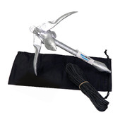 YAKGEAR AB3 ANCHOR IN A BAG 3.3LB GRAPNEL ANCHO Deep Water; Grapnel Style; 3.3 Pound; Four Folding 6 Inch Tines; Galvanized Steel; With 30 Foot Nylon Diamond Braid Rope/ Storage Bag