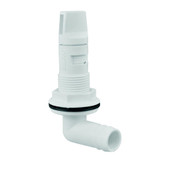 ATTWOOD MARI 4125-7 AERATOR SPRAY HEAD Rotating Head; 3/4 Inch Barb Size; 1 Inch Hole Size; 5/8 Inch Thread Length; With Shut Off Valve; White; Polypropylene; For Use On Livewells That Have Built-In Overflows Or Recirculating Systems; Single
