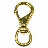 T-H MARINE BE-HA-54340-DP SWIVEL EYE SNAP Rotating Eye; 3-3/4 Inch Hook Size; 390 Pound Breaking Strength/ 130 Pound Safe Working Load Capacity; Brass; Single