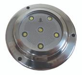 T-H MARINE LED-39061-DP ROUND U/W BLUE LED W/ SS BEZEL Blue LED; 3-1/2 Inch Diameter x 3/4 Inch Depth; 410 Milliampere; 870 Lumens; Clear Lens; Silver Housing; Surface Mount; Single