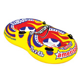 AIRHEAD 30-2525 SPORTSSTUFF DOUBLE AMERISPORT SNOW Double Tube Shape; Holds 2 Riders; 78 Inch Length x 49 Inch Width When Deflated; Red/ Blue/ Yellow; PVC; With Molded PVC Handles