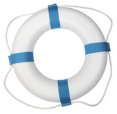 TAYLOR MADE 371 17' WHITE DECORATIVE RING BUOY 17 Inch Diameter; Decorative Ring; White; Closed Cell Foam Ring/ Polypropylene Decorative Faux Grab Line; Not To Be Used For Life Saving - For Decoration Only