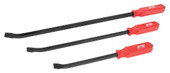 PERFORM TOOL W2023 3PC PRY BAR SET W/STRIKE CAP 12 Inch/ 17 Inch/ 24 Inch Length; Curved Blade End; Powder Coated; Black; Carbon Steel; Capped End Ergonomical Handle; Set Of 3