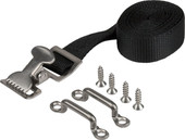 SEA DOG 359995-1 NYLON GAS TANK STRAP 72' SS Holds Portable Gas Tank; 6 Foot Length x 1 Inch Width; Nylon Webbing; With 304 Stainless Steel Buckle/ Two 304 Stainless Steel Footman Loops/ Four #10 FH 304 Stainless Steel Fasteners