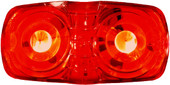 PETERSON MFG V38R LED M/C PC RECT DBL BULLS-EYE 4'X2' LED; Rectangular; 4 Inch Length x 2 Inch Width x 1.09 Inch Height; Red Lens; Surface Mount; 9 To 32 Volt; Mounts On 3 Inch Centers; With 0.180 Inch Bullet Connector